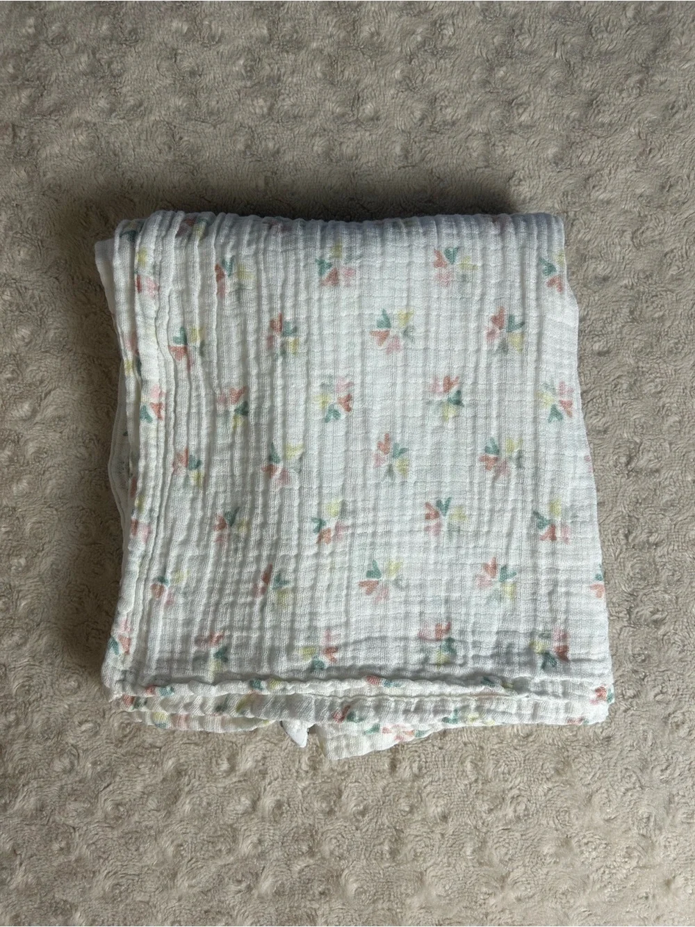 Luxe + Willow Floral Baby Swaddle Blanket Muslin Cotton Pink White Green Yellow
